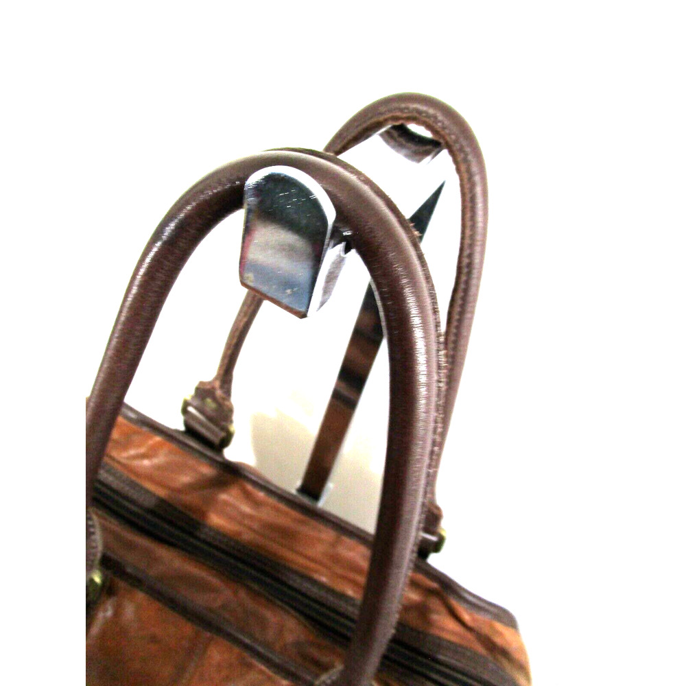 Tough Jeansmith I Think Therefor I Am Large Brown Leather Shoulder Satchel Purse - Picture 7 of 13